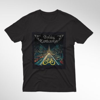 KARÁCSONYI VÁROS férfi póló fekete